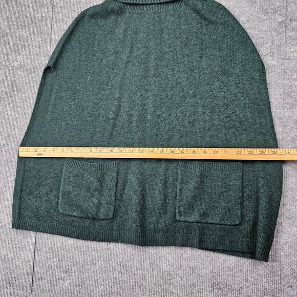 Tahari Knit Poncho Womens One Size Green Turtleneck Merino Cashmere Sweater - Picture 5 of 10